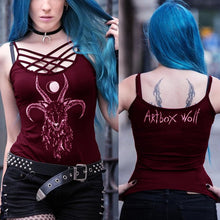 Load image into Gallery viewer, Umeko Gothic Bandage Tank Top Sexy Hollow Out Goat Print Spaghetti Strap Tops 2019 Summer Bodycon Camisola Plus Size