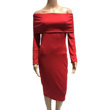 Load image into Gallery viewer, JYConline 2019 Winter Warm Dress Women Knitted Sweater Dress Off Shoulder Bodycon Party Dress Female Vestidos Ukraine Slash Neck