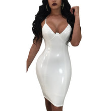 Load image into Gallery viewer, New Summer Dress Women Sexy Party Club Dress New Robe Femme PU Dress Latex Glossy Sexy Bodycon Midi Dress M-4XL