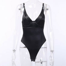 Load image into Gallery viewer, Women Sexy Sling Deep V neck Sleeveless Bodysuit Stretch Leotard Body Suit Ladies Tops Leotard Skinny Jumpsuit Yellow Rose Red