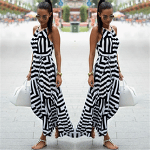 Load image into Gallery viewer, Bigsweety New Fashion Women Sexy Boho Striped Dress Summer Maxi Long Dress Sleeveless Beach Strap Sundress Vestidos For Female
