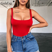 Load image into Gallery viewer, Nadafair Off Shoulder Sexy Bodysuits Women Square Collar Backless Summer Neon Bodysuit Tops Femme Bodycon Jumpsuits Short