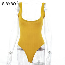 Load image into Gallery viewer, SIBYBO Ribbed Knitted Sexy Bodysuits Women Black Sleeveless Autumn Slim Rompers Womens Jumpsuit Basic Playsuit Womens Tops