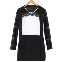 Load image into Gallery viewer, Fashion Trendy Office Lady long Sleeve Silk  Lace Slim BodyCon Casual Mini Dress