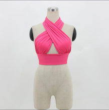 Load image into Gallery viewer, Women Strappy Cross Over Front Cut Out Halter Neck Sleeveless Backless Crop Top Bandage Vest Summer Sexy Tops Woman Clothes S-XL