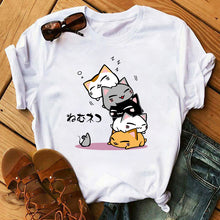 Load image into Gallery viewer, WVIOCE Kawaii Avocado Cat Printed Tshirt Kawaii Top Tops Tshirt Tee Funny Fashion Vogue Cartoon T Shirt Harajuku Cropped Women T