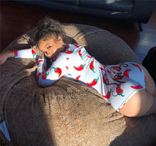 Load image into Gallery viewer, Sexy Women Deep V-neck Bodycon Sleepwear Jumpsuit Bodysuit Shorts Romper Bodysuit Leotard Long Sleeve Print Button Bodysuit New