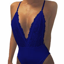 Load image into Gallery viewer, ZANZEA Summer Fashion Sexy Rompers Women Jumpsuit Deep V Neck Sleeveless Spaghetti Strap Backless Playsuits Lace Solid Bodysuits