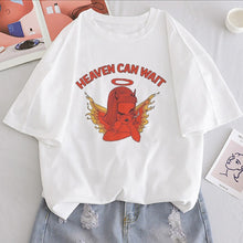 Load image into Gallery viewer, Heaven Can Wait Angel Girl Print T Shirt Women Casual Ulzzang Aesthetic Fun Streetwear Tshirt Tops Short Sleeve Female T-shirt