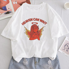 Load image into Gallery viewer, Heaven Can Wait Angel Girl Print T Shirt Women Casual Ulzzang Aesthetic Fun Streetwear Tshirt Tops Short Sleeve Female T-shirt