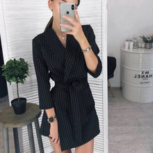 Load image into Gallery viewer, Women Sexy Sashes a Line v Neck Dress Ladies Long Sleeve Solid Casual Elegant Dress 2019 New Fashion Winter Dress Vintage Mini