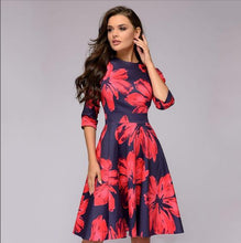 Load image into Gallery viewer, Autumn and winter ladies retro long-sleeved dress floral print slim dress prom party evening multicolor elegant print dress