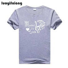 Load image into Gallery viewer, Fashion Music Is Love Printed Women Tshirt Short Sleeve Hipster Graphic Funny Shirt Tee Shirt Femme Summer Casual Camiseta Mujer