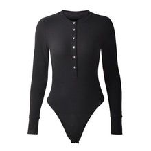 Load image into Gallery viewer, Kureas Sexy Long Sleeve Bodysuits Women Autumn Winter Black Slim Bodycon Jumpsuits Rompers Ladies Stretchy Bodysuit Tops