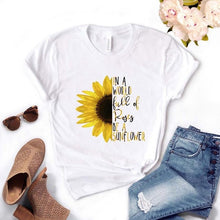 Load image into Gallery viewer, In a world full of roses be a sunflower Women tshirt Cotton Casual Funny t shirt Gift For Lady Yong Girl Top Tee PM-33