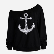 Load image into Gallery viewer, Sexy Red Lip Print Pullover T Shirt Casual One Shoulder Long Sleeve Women Autumn T-shirt  Sweatshirt  Camisetas Black Tops Tees