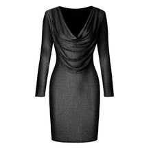 Load image into Gallery viewer, Lady Sexy Nightclub Pencil Dress Fashion Shiny Long Sleeve Draped Women Dress Pencil Dresses Bodycon Bandage Slim Solid Vestidos