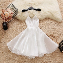 Load image into Gallery viewer, Cross Strap Organza Puff Dresses Women Sleeveless Backless Elegant Ball Gown Party Dress Black White Silver Red