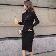 Load image into Gallery viewer, New Winter Sexy Dress Women Turtleneck Solid Color Dresses Knit Mid-long Slim Women Dress Vestidos De Fiesta De Noche