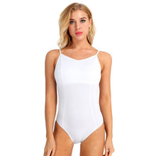 Load image into Gallery viewer, MSemis Women Adult Leotard Bodysuit Criss Cross Back Built-in Shelf Bra Lining Back Hollow High Cut Sexy Ballet Dancer Bodysuit