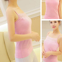 Load image into Gallery viewer, 1Pc Women Tee Lace Top Casual Solid Summer New Sleeveless Female T-Shirt Sexy Fashion Cute Pink Color Soft Tank Top Hot Sale
