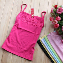 Load image into Gallery viewer, 1Pc Women Tee Lace Top Casual Solid Summer New Sleeveless Female T-Shirt Sexy Fashion Cute Pink Color Soft Tank Top Hot Sale