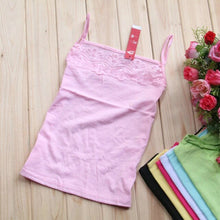Load image into Gallery viewer, 1Pc Women Tee Lace Top Casual Solid Summer New Sleeveless Female T-Shirt Sexy Fashion Cute Pink Color Soft Tank Top Hot Sale