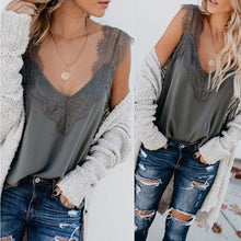 Load image into Gallery viewer, Women Tank Top  Loose Fit   Lace Casual Plain Sleeveless Camisole Vest  Summer V Neck  Tops Fashion Tank Tops