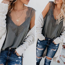 Load image into Gallery viewer, Women Tank Top  Loose Fit   Lace Casual Plain Sleeveless Camisole Vest  Summer V Neck  Tops Fashion Tank Tops