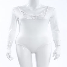 Load image into Gallery viewer, Takerlama Hot Sexy Women 3/4 Sleeve Bodysuit Bodycon Lady Leotard Body Tops Jumpsuit T-shirt Clubwear V Neck Hollow out Bodysuit