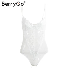 Load image into Gallery viewer, BerryGo Sexy backless lace bodysuit Black skinny fringe bodysuit one-piece jumpsuit romper women Summer party playsuit coveralls