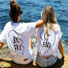 Load image into Gallery viewer, 2018 New Summer Best Friends T Shirt Print Letter BE FRI ST END Women T-shirt Fashion Short Sleeve Women Clothing White Black