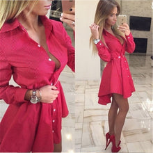 Load image into Gallery viewer, 2019 New Dress female Sweet wave point dress Fashion Short dresses Autumn Long Sleeve Shirt Dresses for women
