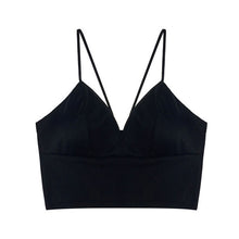 Load image into Gallery viewer, Sexy Satin Crop Tops Women 2019 Wireless Bralette Crochet Top Female Spaghetti Strap T-shirt Cropped With Chest Padded Camisole