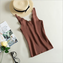 Load image into Gallery viewer, Women Hook Flower Lace Tank solid Stitching V-neck Camis Female Knitted Short Slim Sleeveless Shirt Tank Casual Tops
