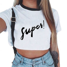 Load image into Gallery viewer, 2019 Summer Crop Top T Shirts Women Harajuku Kawaii Mouse Shy Expression Printed Tees Shirt Femme Tops Streetwear Women's Shirts
