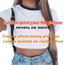 Load image into Gallery viewer, 2019 Summer Crop Top T Shirts Women Harajuku Kawaii Mouse Shy Expression Printed Tees Shirt Femme Tops Streetwear Women's Shirts