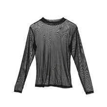 Load image into Gallery viewer, Fashion Sexy Womens Ladies T-Shirts Long Sleeve See-Through Top Clubwear Tulle Mesh Black Pink Red T-Shirt